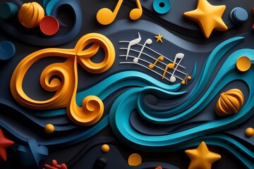 Birthday postcard, musical notes, melody of wishes includes musical motifs to celebrate the joy of lifeâ€™s melodies