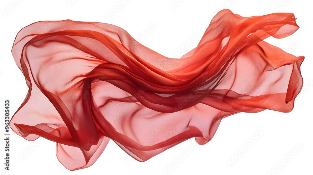 Aufkleber billowing red fabric floating upward caught in dynamic motion with elegant graceful flow