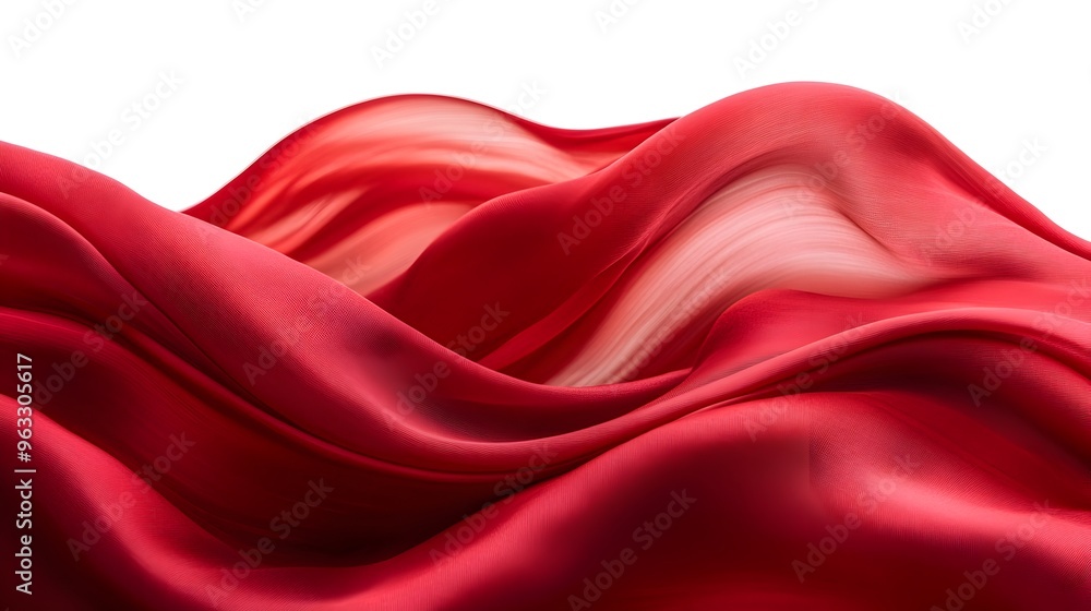 Poster billowing red fabric in an elegant sweep isolated and abstract