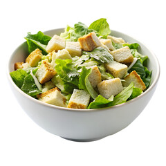 Caesar salad in bowl isolated on transparent background