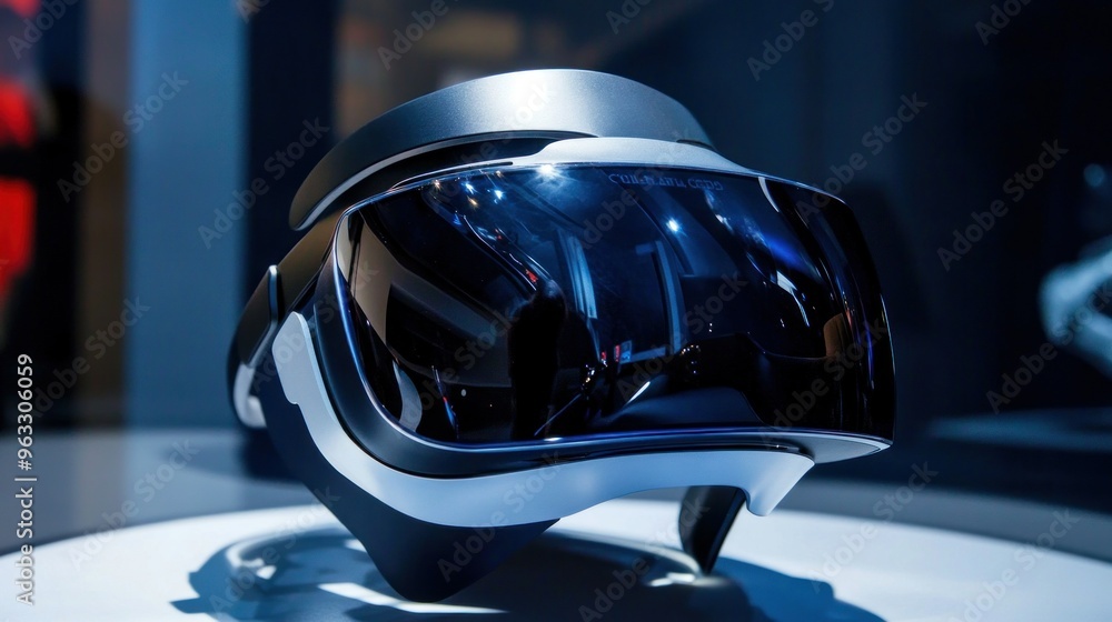 Poster modern virtual reality headset with sleek design