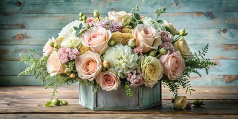 Vintage flower arrangement soft pastel hues