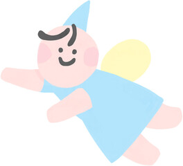 Sky Blue Fairy Flying with a Pointed Hat