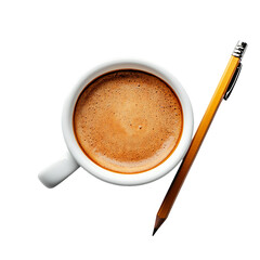 Coffee Cup with Pencil Unique Stock Illustration Image Perfect for Artists and Coffee Lovers