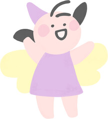 Winged Purple Fairy Waving Both Hands