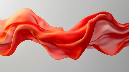 Captivating Red Silk Fabric Floating Effortlessly in Midair