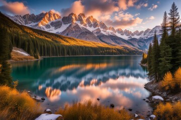 Beautiful sunset in the mountains