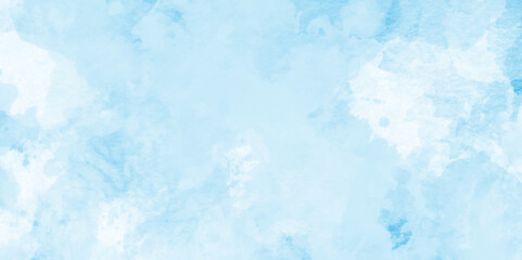 Vintage Blue watercolor background for your design,bright multicolor hand drawn illustration,Hand painted abstract soft sky blue watercolor sky and clouds,blue tone for wallpaper, graphics design. 