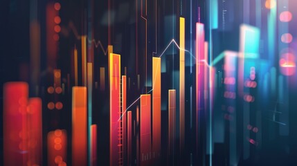 Fototapeta premium Dynamic Financial Data Visualization with Colorful 3D Graphs