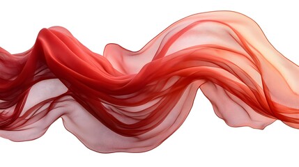 Fototapeta premium Elegant Red Chiffon Fabric Billowing and Flowing in the Air with Soft Curves