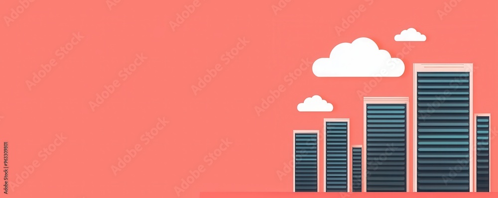 Poster cloud networking architecture, scalable systems, flat design illustration