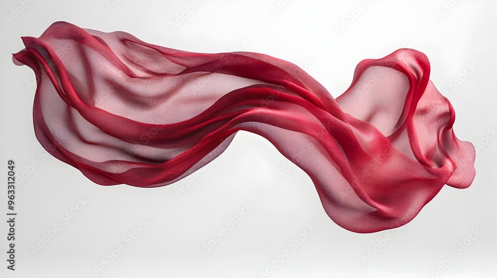 Poster floating red fabric creating soft ethereal elegance