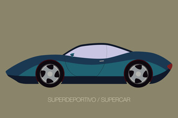 side view of classic car, flat design, fully editable