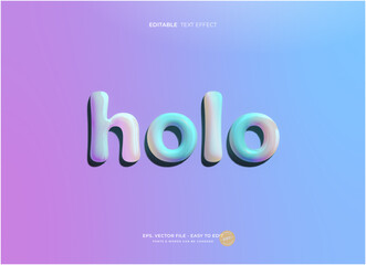 3D hologram editable text effect, realistic text style