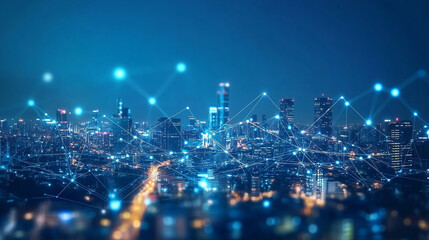 Obraz premium Smart city and communication network concept.(Internet of Things). Telecommunication image