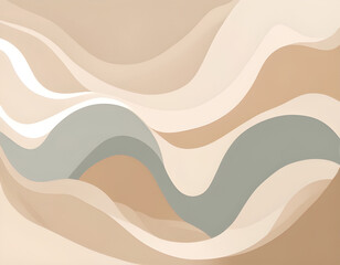 Soft earth tone pastel color organic shape and curve line art background