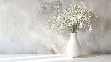 Fototapeta premium A plain area with a simple and fresh light white background. There is no interference, only a smooth extension of this light white background, used as a canvas for various concepts or elements.