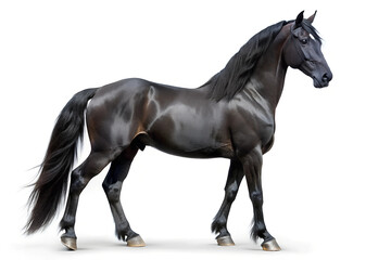 Black horse isolated on white background