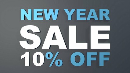 New Year SALE 10% Off - 3D Text Discount
