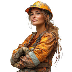 Drilling Operator woman isolated on a transparent background png file no background - pretty female model portrait png file