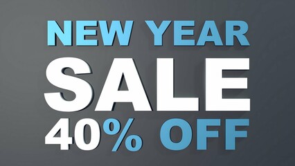 New Year SALE 40% Off - 3D Text Discount