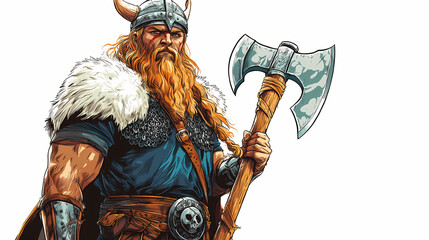 Obraz premium Viking warrior ax isolated on white background. Viking. Illustration