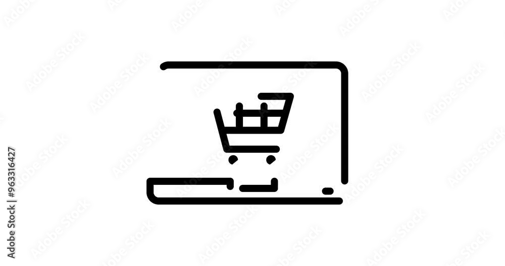 Poster online order animated outline icon with alpha channel. online order 4k motion design animation for w