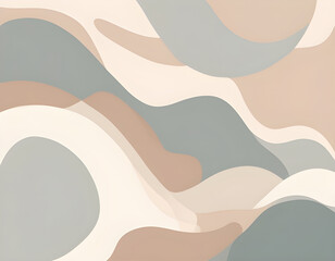 Soft earth tone pastel color organic shape and curve line art background