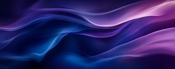 Fototapeta premium Abstract blue and purple waves background flowing on black