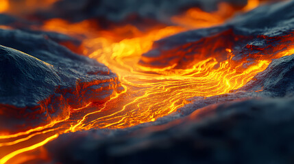 Volcanic landscape, clean lines, dynamic shapes, 3d illustration. volcanic landscape. illustration. Volcanic. Illustration