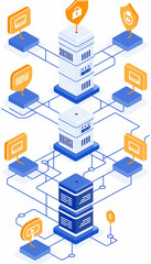 A schematic diagram of a secure network connection, featuring firewalls, intrusion detection systems, and secure gateways.