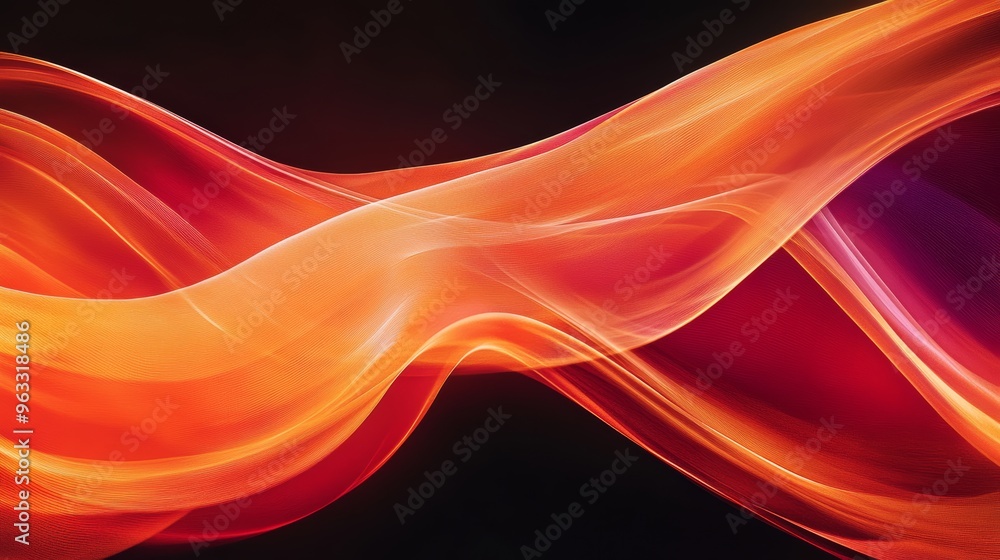 Poster abstract red and orange wave background flowing in space