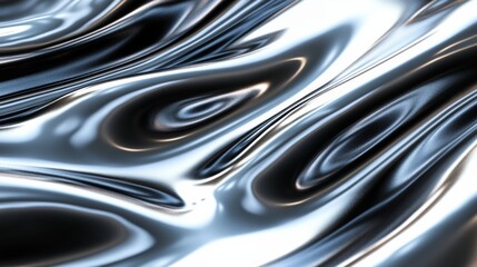 Metallic liquid surface forming abstract wavy texture