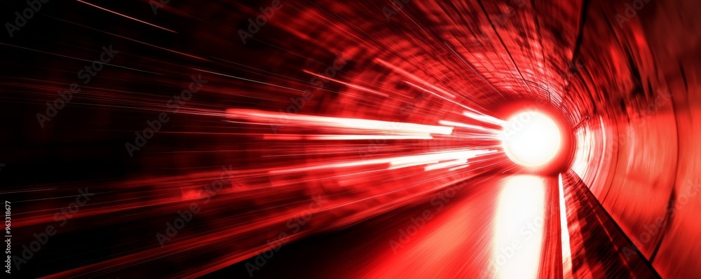 Poster light speeding through red tunnel representing concept of fast internet