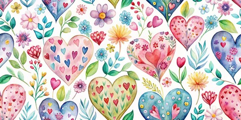 watercolor whimsy heart pattern