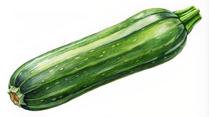 A fresh, vibrant zucchini showcasing its smooth green skin and healthy appearance, perfect for culinary uses and healthy eating.