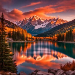 Beautiful sunset over the lake