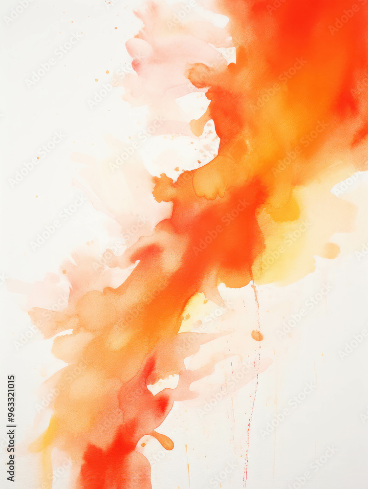 Poster abstract watercolor burst: a vibrant splash of orange and red watercolor paints creates a dynamic an