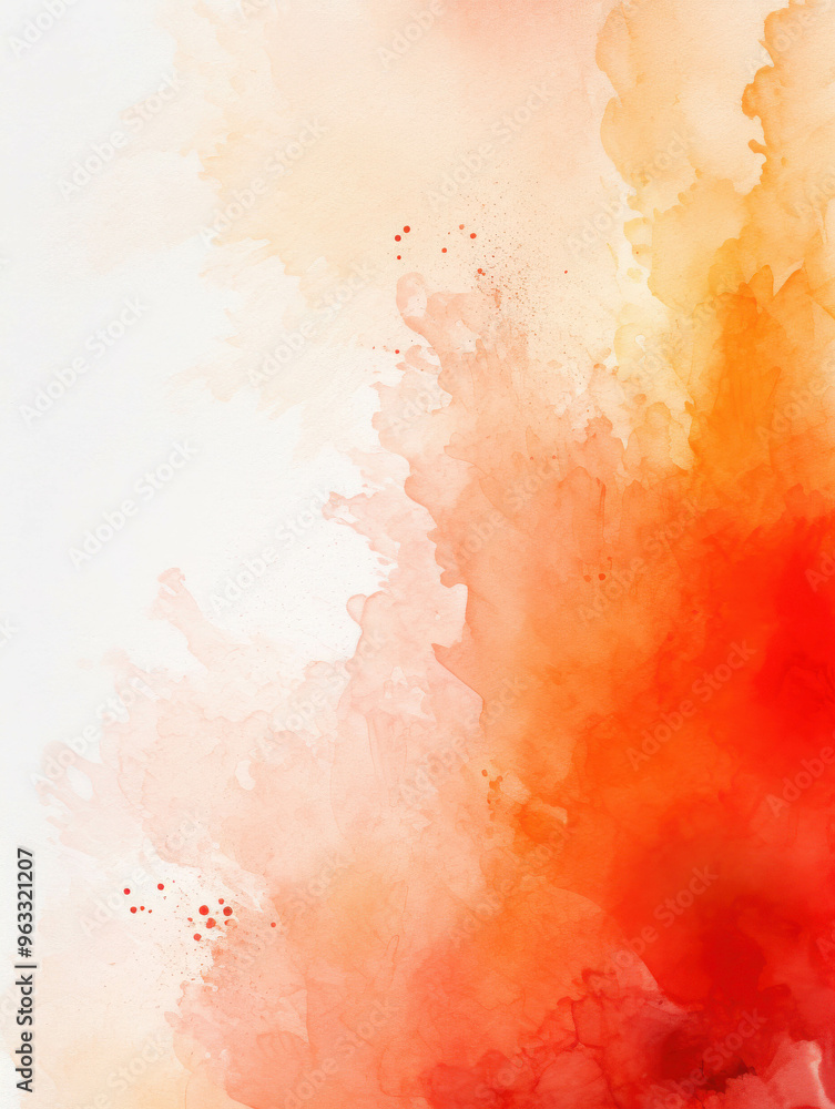 Poster abstract watercolor burst: a vibrant splash of orange and red watercolor paints creates a dynamic an