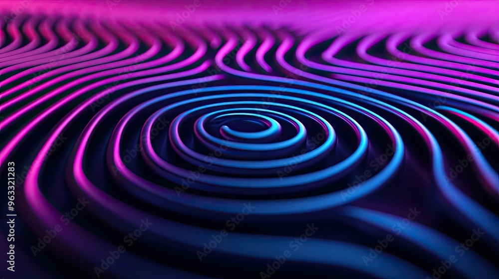 Poster a vibrant, abstract pattern featuring mesmerizing ripples in blue and pink tones, creating a dynamic