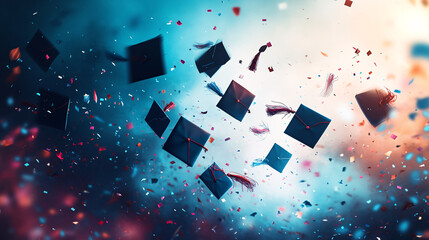 Graduation Celebration Confetti and Caps