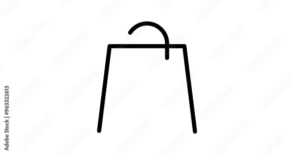 Poster shopping bag animated outline icon with alpha channel. shopping bag 4k motion design animation for w
