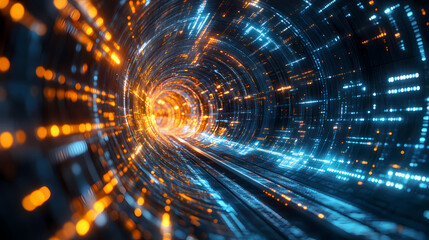 Obraz premium Futuristic technology data tunnel