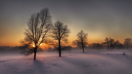 sunrise in the winter