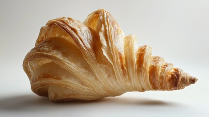 A Single Golden Brown Croissant on a White Background