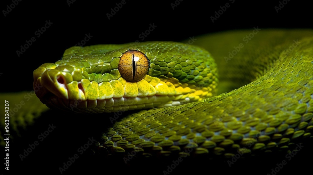 Poster green tree python resting on a branch