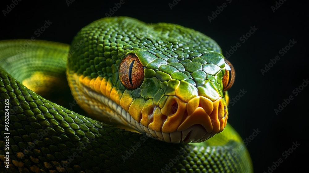 Poster green tree python resting on a branch