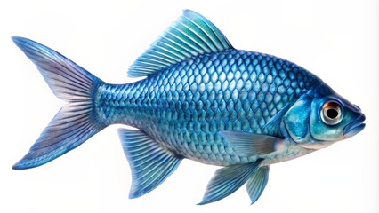 Vibrant blue fish showcasing a detailed scale pattern, perfect for aquatic themes and nature-inspired designs.