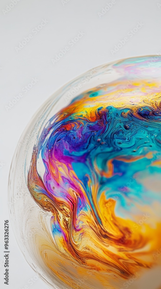 Poster soap bubble showing colorful swirls abstract background