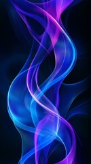Fototapeta premium Abstract blue and purple light trails flowing on black background